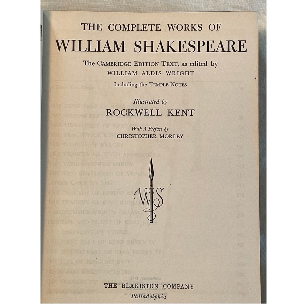 Vintage Complete Works of William Shakespeare 1936 Illustrated Blakiston Collect